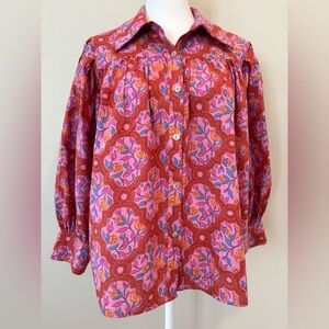 Avara Long Sleeve Colorful Shirt Womens Small Pink/Blue/Orange *Like New